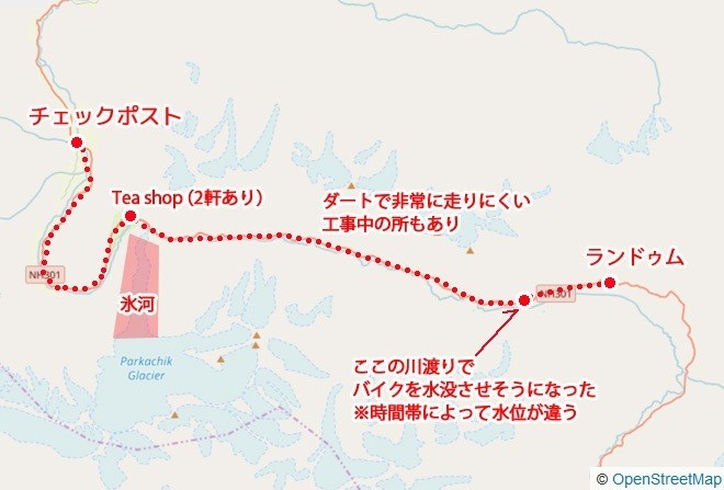 地図　チェックポストからランドゥムへ